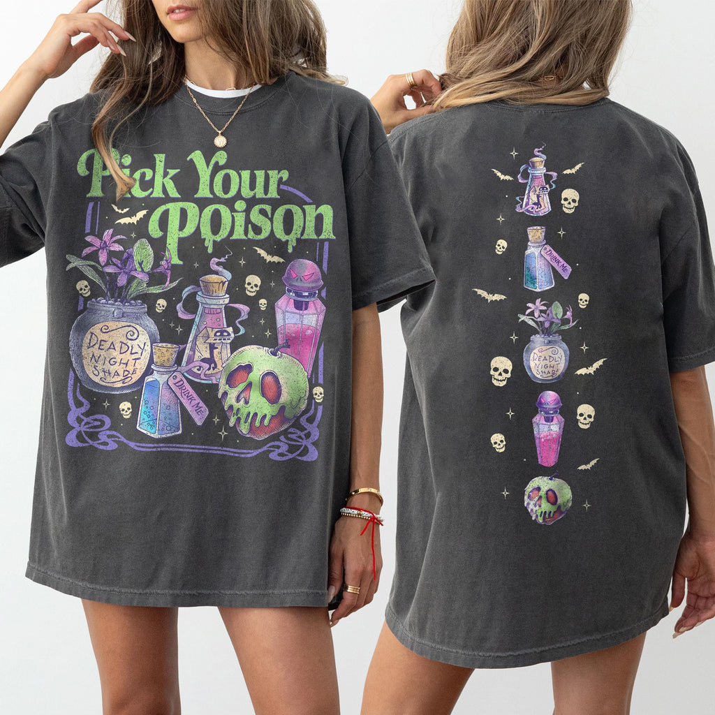 Comfort Colors Pick Poison Sides Princess Halloween Villains Cartoon Spooky Season Retro Halloween