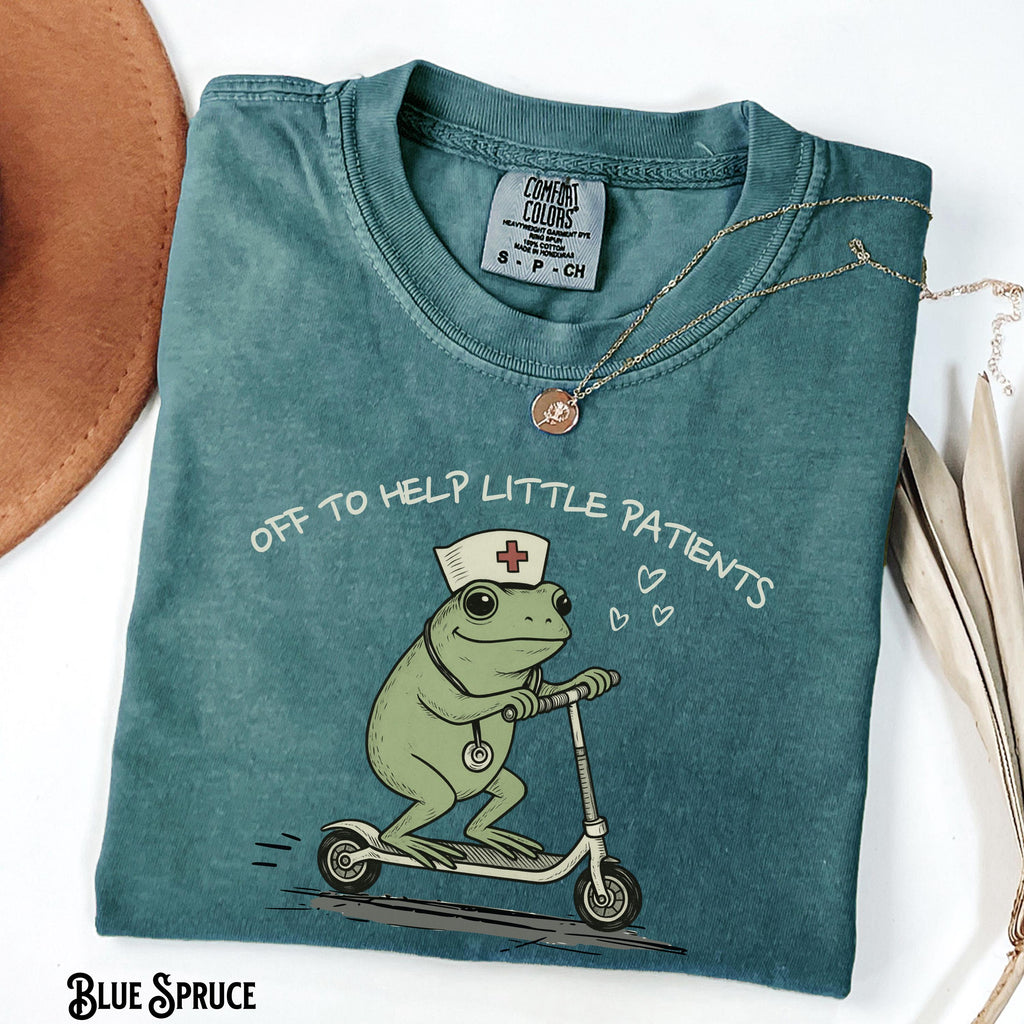 Comfort Colors Pediatrics Peds Nurse Garment-Dyed Tee Frog Off Help Little Patients Peds Humor