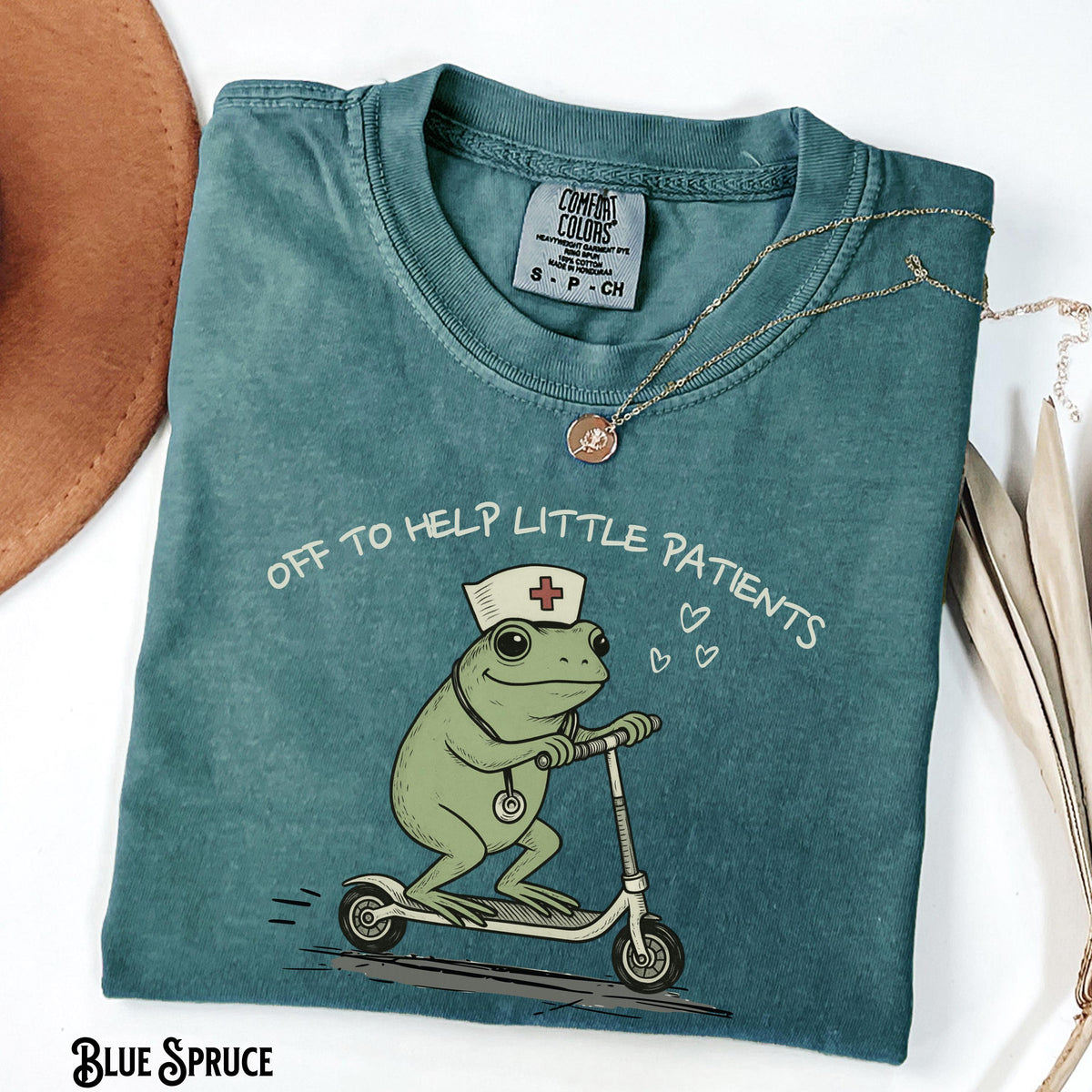 Comfort Colors Pediatrics Peds Nurse Garment-Dyed Tee Frog Off Help Little Patients Peds Humor