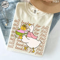 Comfort Colors Booked Fall Goose Cartoon Goose Fall Book Lover Tee