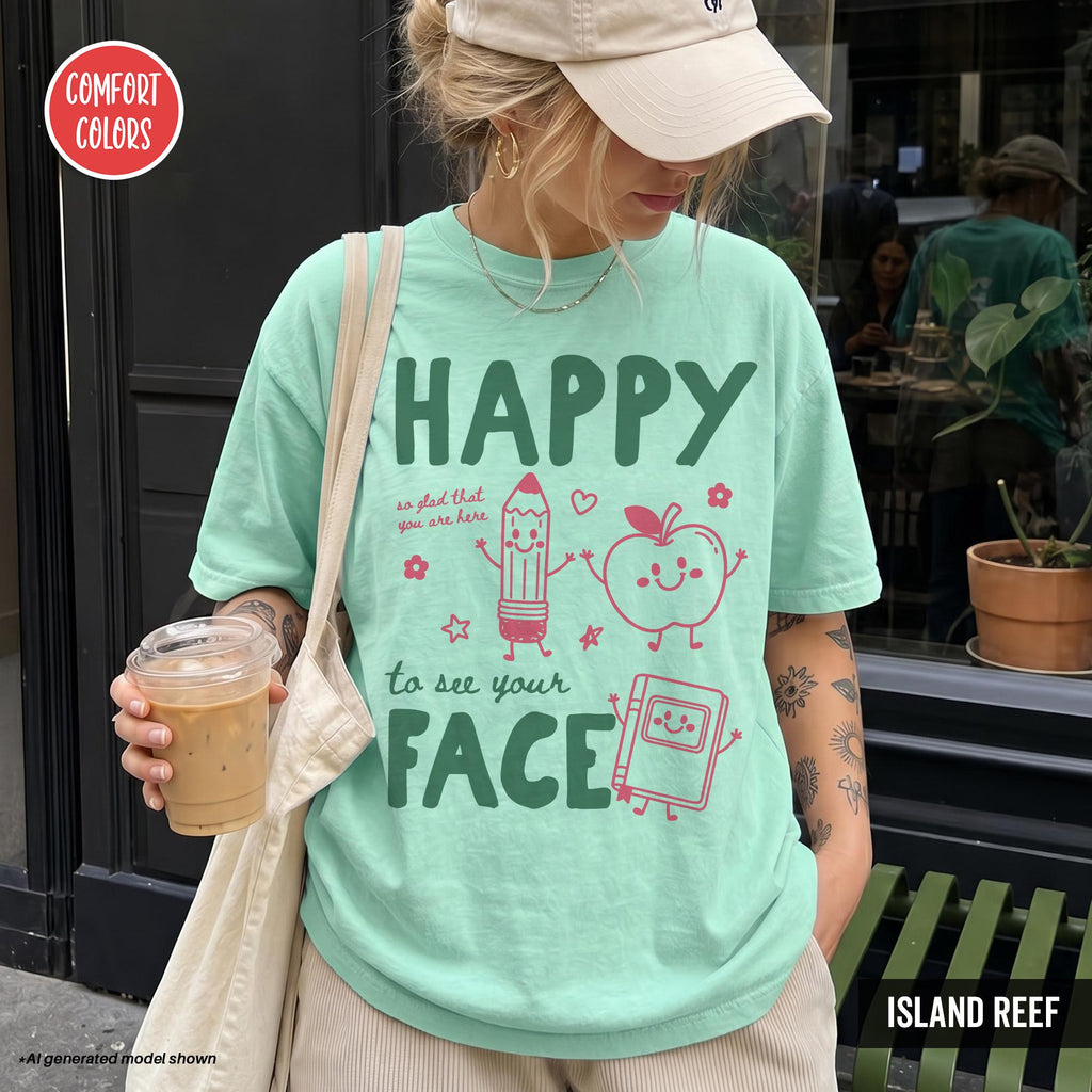 Teacher Back School Happy See Face Teacher Elementary Preschool Kindergarten Teacher First Day School