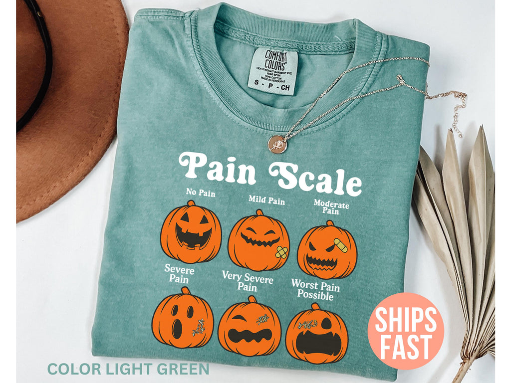 Comfort Colors Halloween Nurse Pain Scale Pumpkin Rn Pediatric Nurse Nicu Nurse Fall Registered Nurse