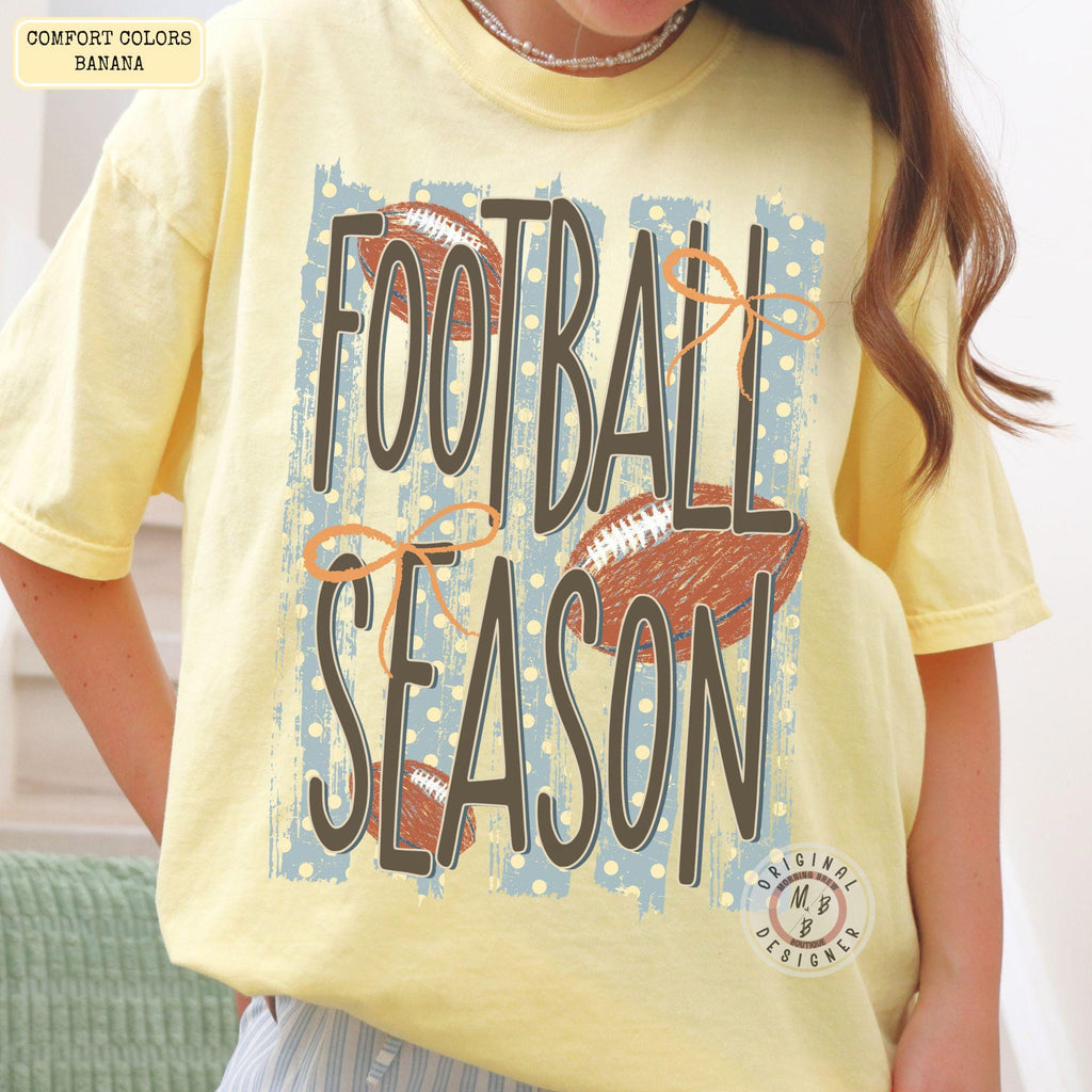 Comfort Colors Football Season Striped Polkado Coquette Game Day Tee Sport Fan Striped