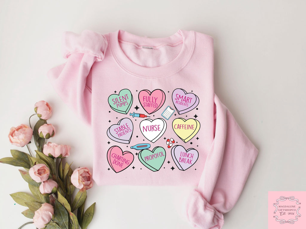 Hearts Nurse Valentines Nurse Valentine'S Day Tee Nurse Valentines Nurse Valentine Hear Registered Nurse