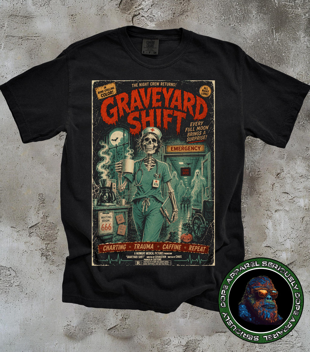 Nurse Graveyard Shift Horror Poster Tee Night Shift Nurse Er Nurse Halloween