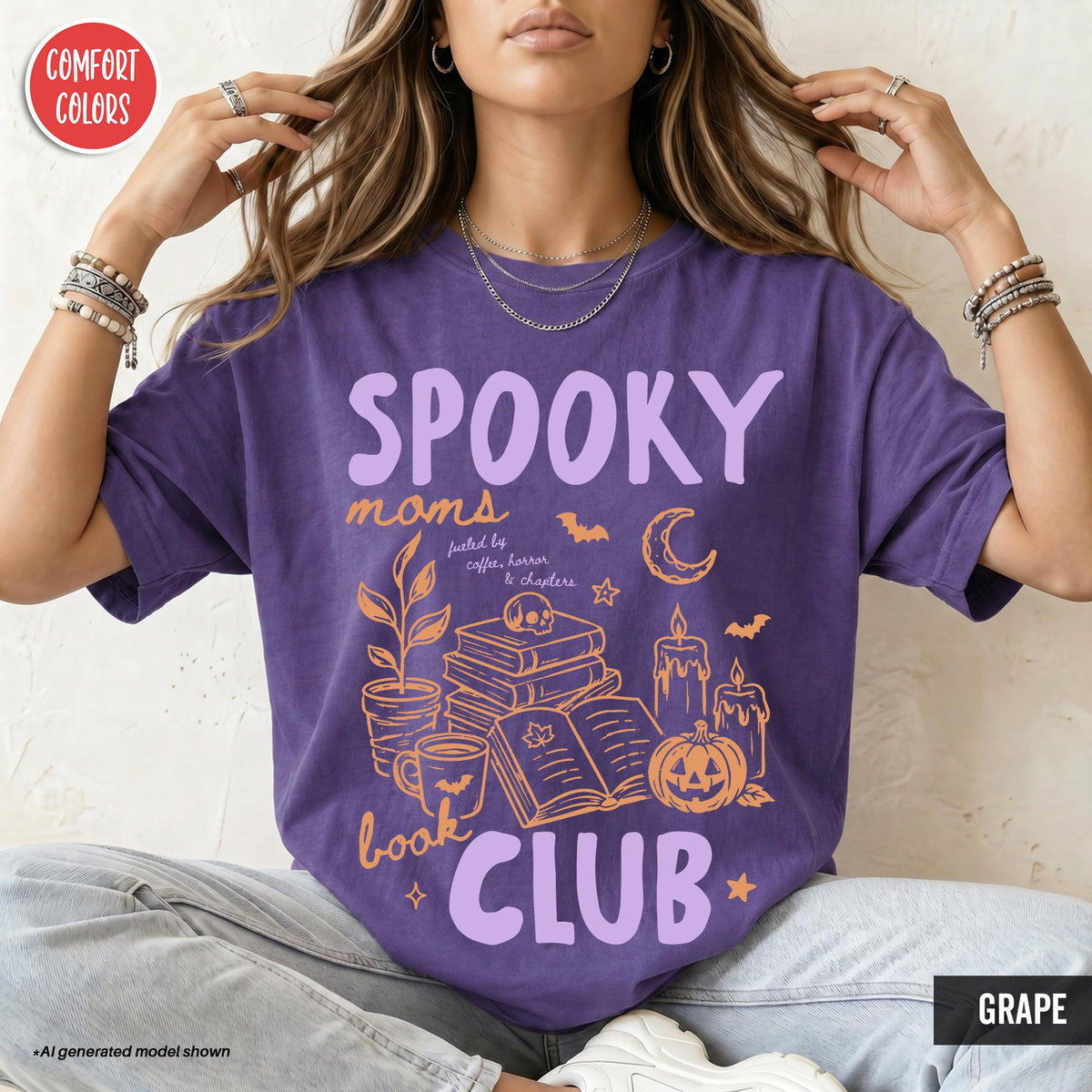 Spooky Moms Book Club Halloween Bookish Late Night Reader Spooky Season Bookworm Mom Coffee Lover Fall Halloween