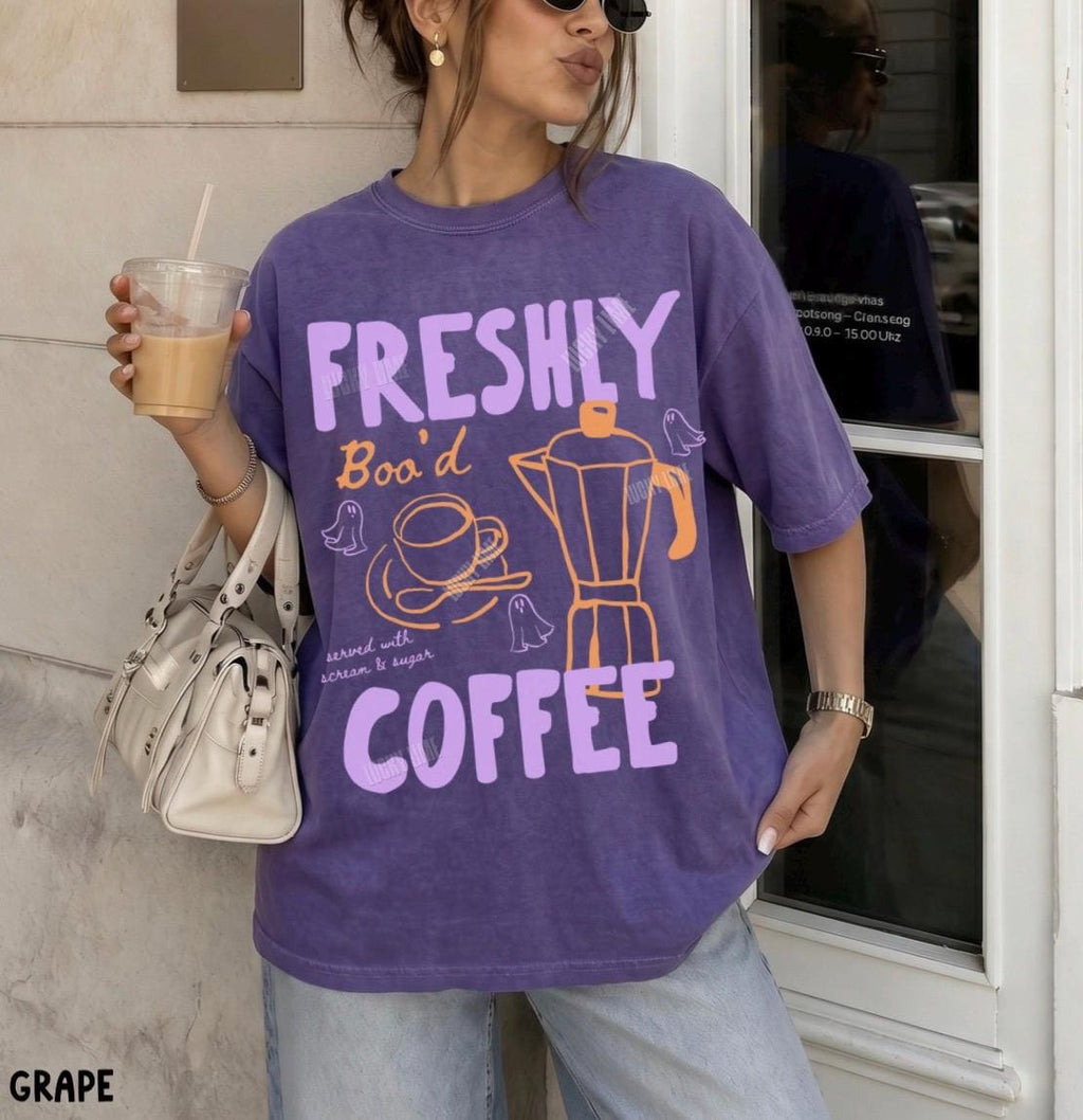 Comfort Colors Halloween Coffee Freshly Boo Coffee Ghos Skeleton Halloween Coffee Lover Spooky