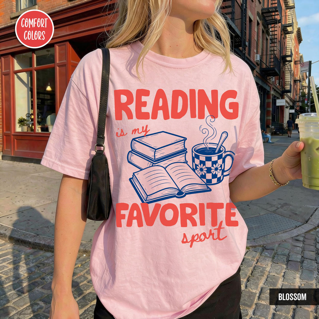 Reading Favorite Spor Bookish Book Lover Reader Tee Bookish Merch Bookworm Book Club Coffee Lover