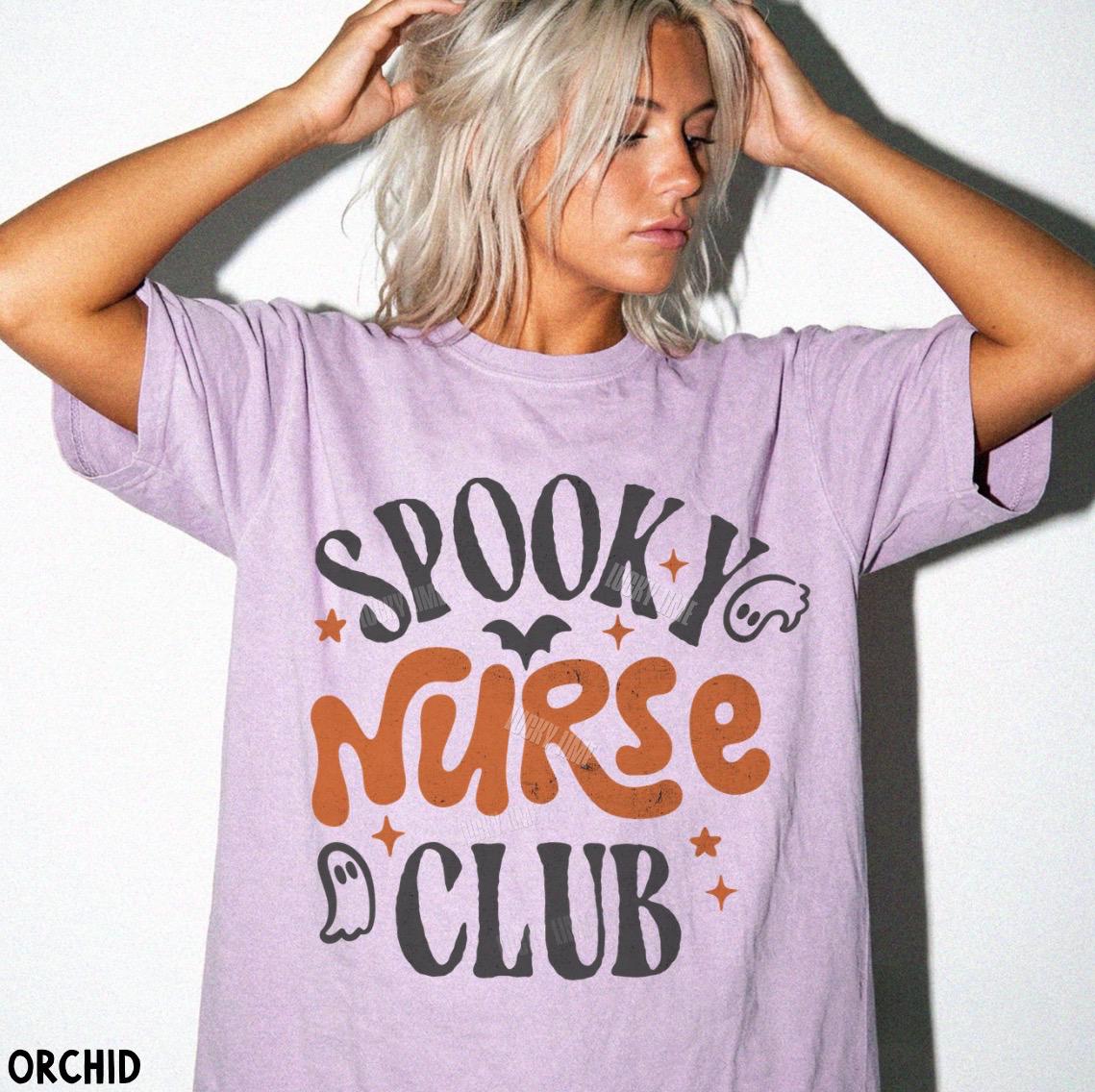 Spooky Nurse Club Nurse Halloween Halloween Nurse Registered Nurse Nurse Work Ghost Halloween Tee