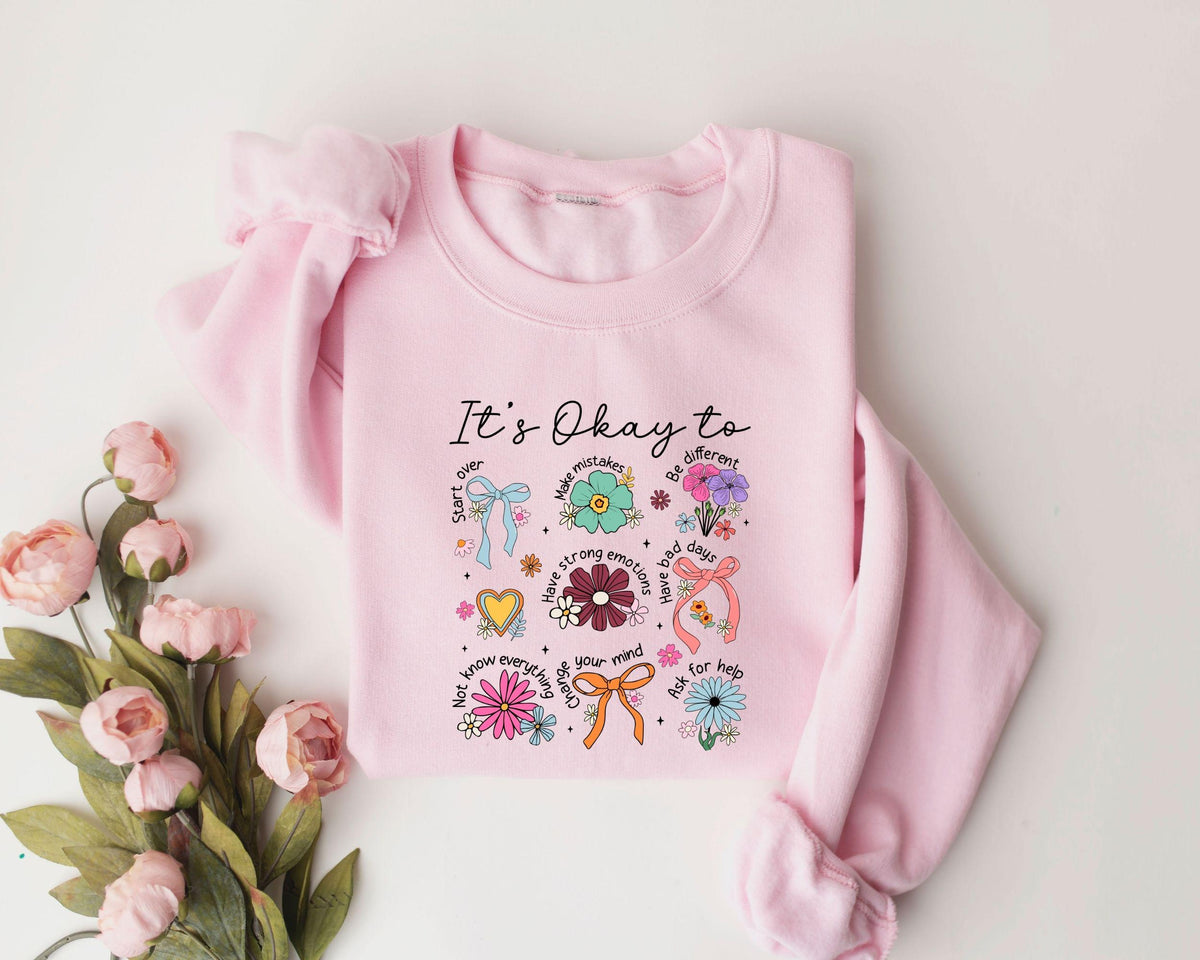 It'S Okay Retro Mental Health Positive Affirmation Coquette Mental Floral