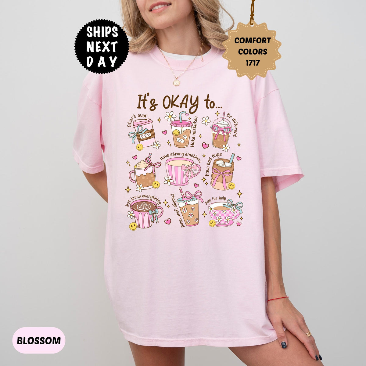 Comfort Colors Mental Health It'S Okay Feel Tee Coffee Lover