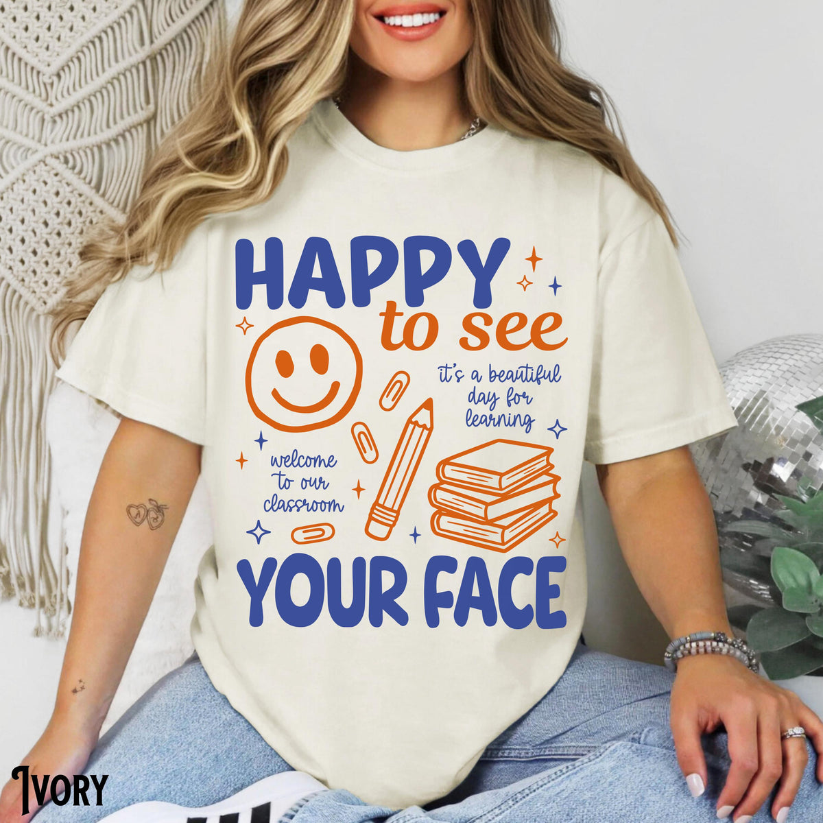 Teacher Back School Teaching Tee Comfort Colors Happy See Face It'S Day Learning First Day