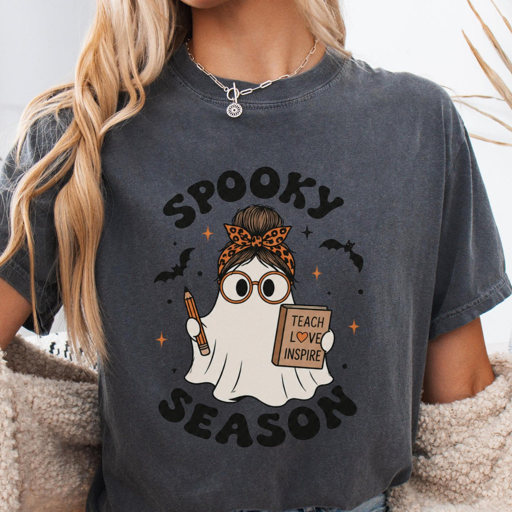 Spooky Season Teacher Ghost Teacher Halloween Tee Classroom Fall Educators