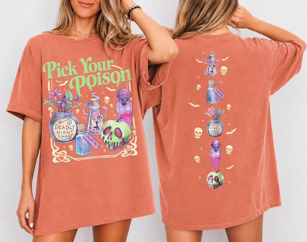 Comfort Colors Pick Poison Sides Princess Halloween Villains Cartoon Spooky Season Retro Halloween