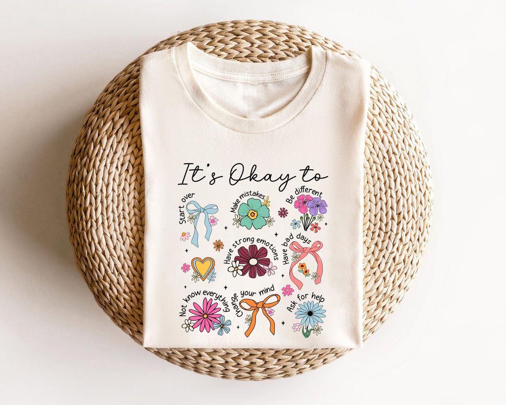 It'S Okay Retro Mental Health Positive Affirmation Coquette Mental Floral