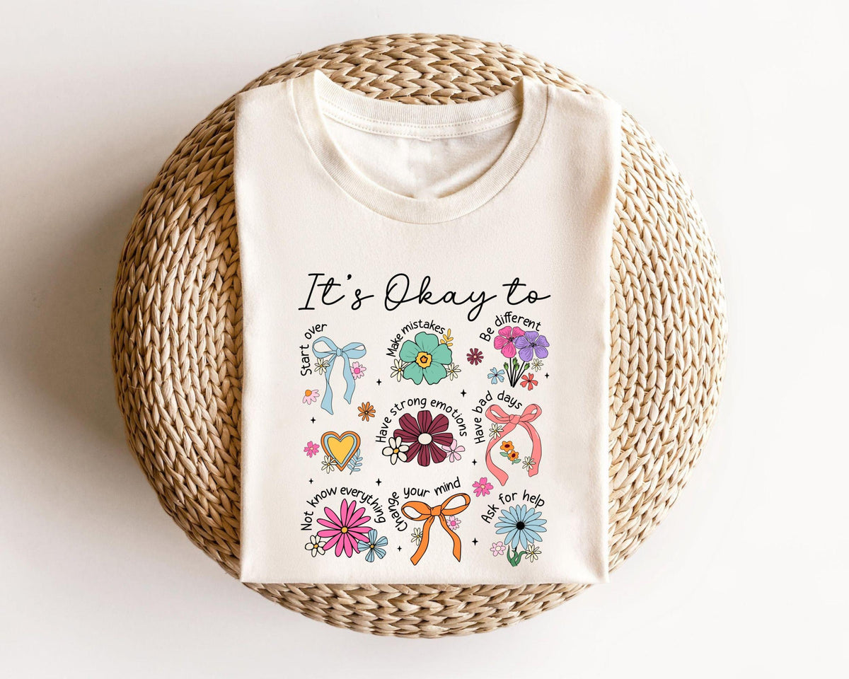 It'S Okay Retro Mental Health Positive Affirmation Coquette Mental Floral