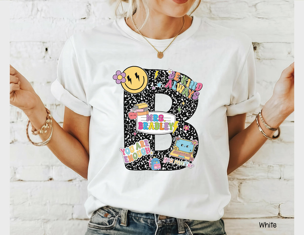 Personalized Composition Book Teacher Custom Initial 20 Colors