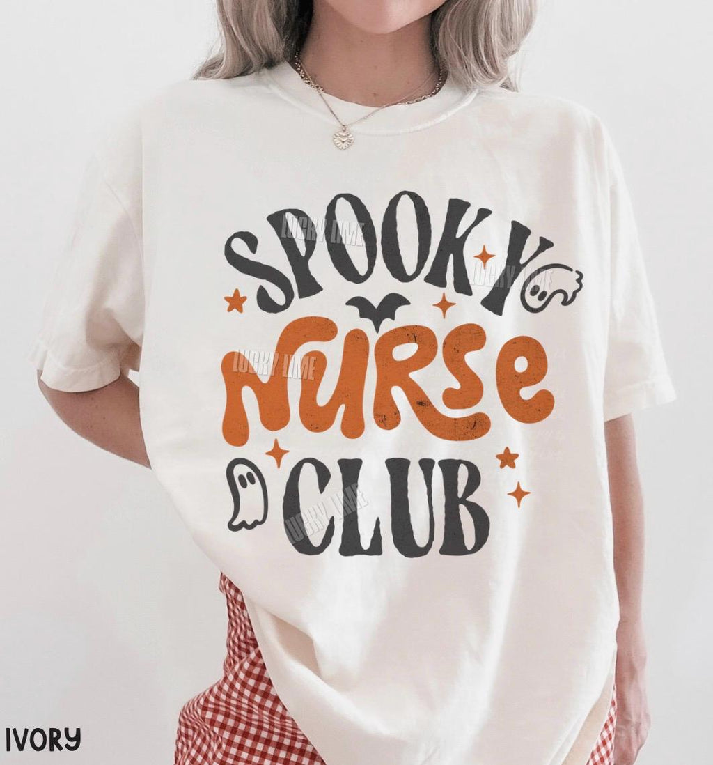 Spooky Nurse Club Nurse Halloween Halloween Nurse Registered Nurse Nurse Work Ghost Halloween Tee