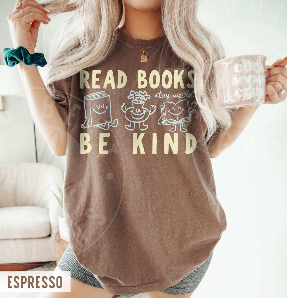 Comfort Colors Read Books Kind Stay Weird Retro Doodle Tee