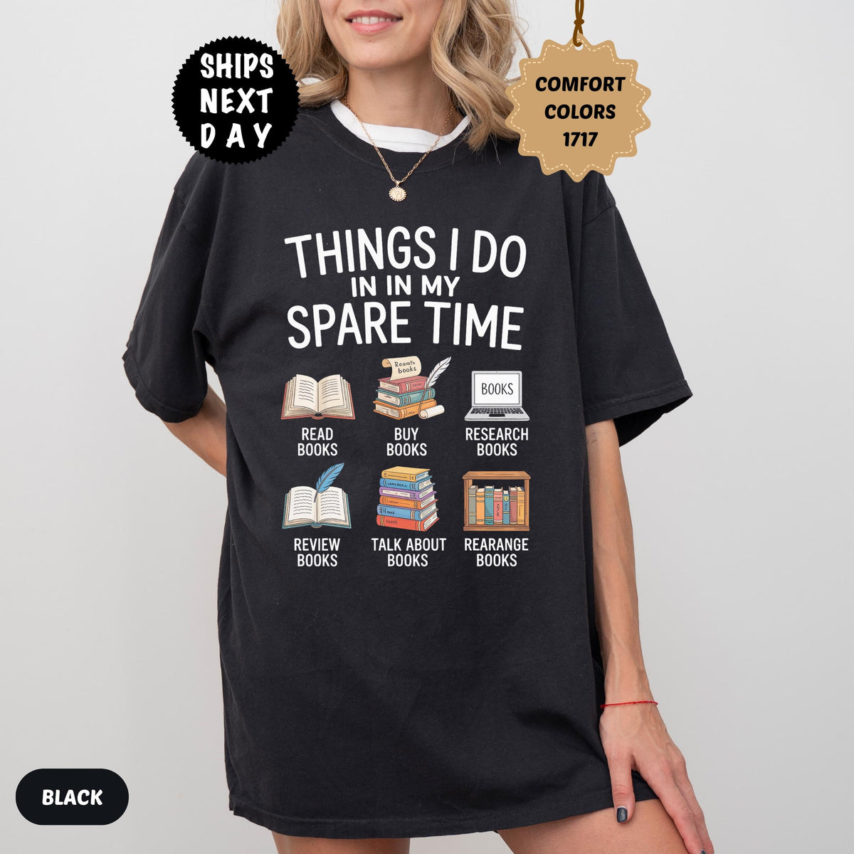 Comfort Colors Book Lover Things Spare Time Tee Unisex