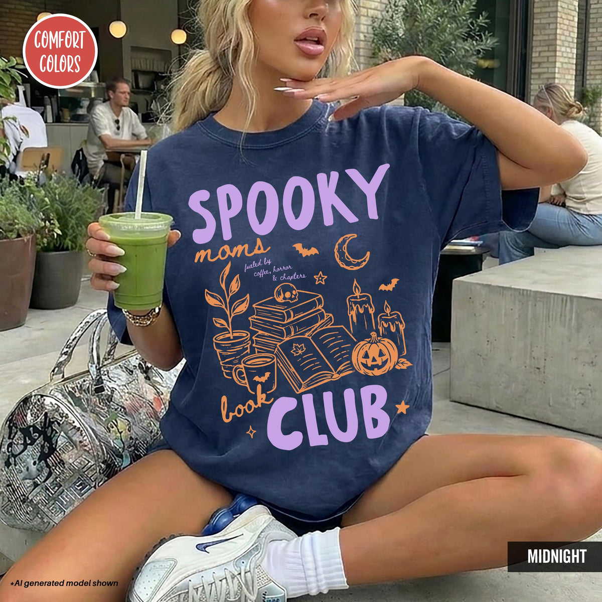 Spooky Moms Book Club Halloween Bookish Late Night Reader Spooky Season Bookworm Mom Coffee Lover Fall Halloween