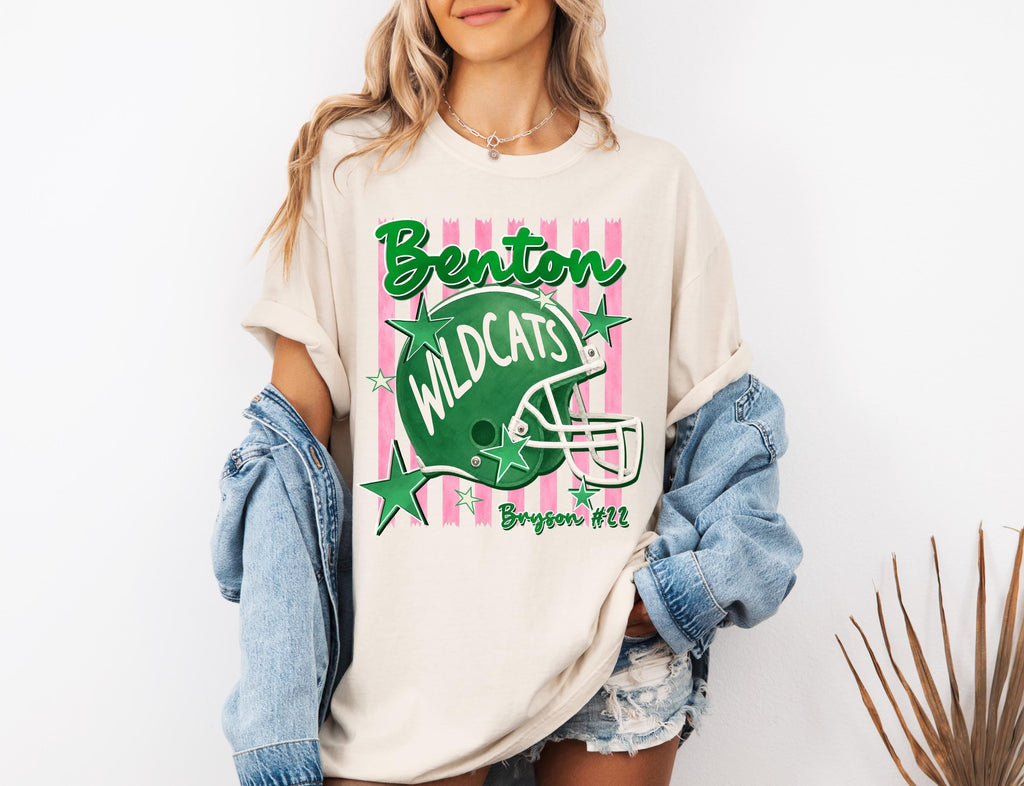 Custom Mascot Stripe Tee Personalized Football Tee Custom Football Game Day School Pride Team Spirit Football