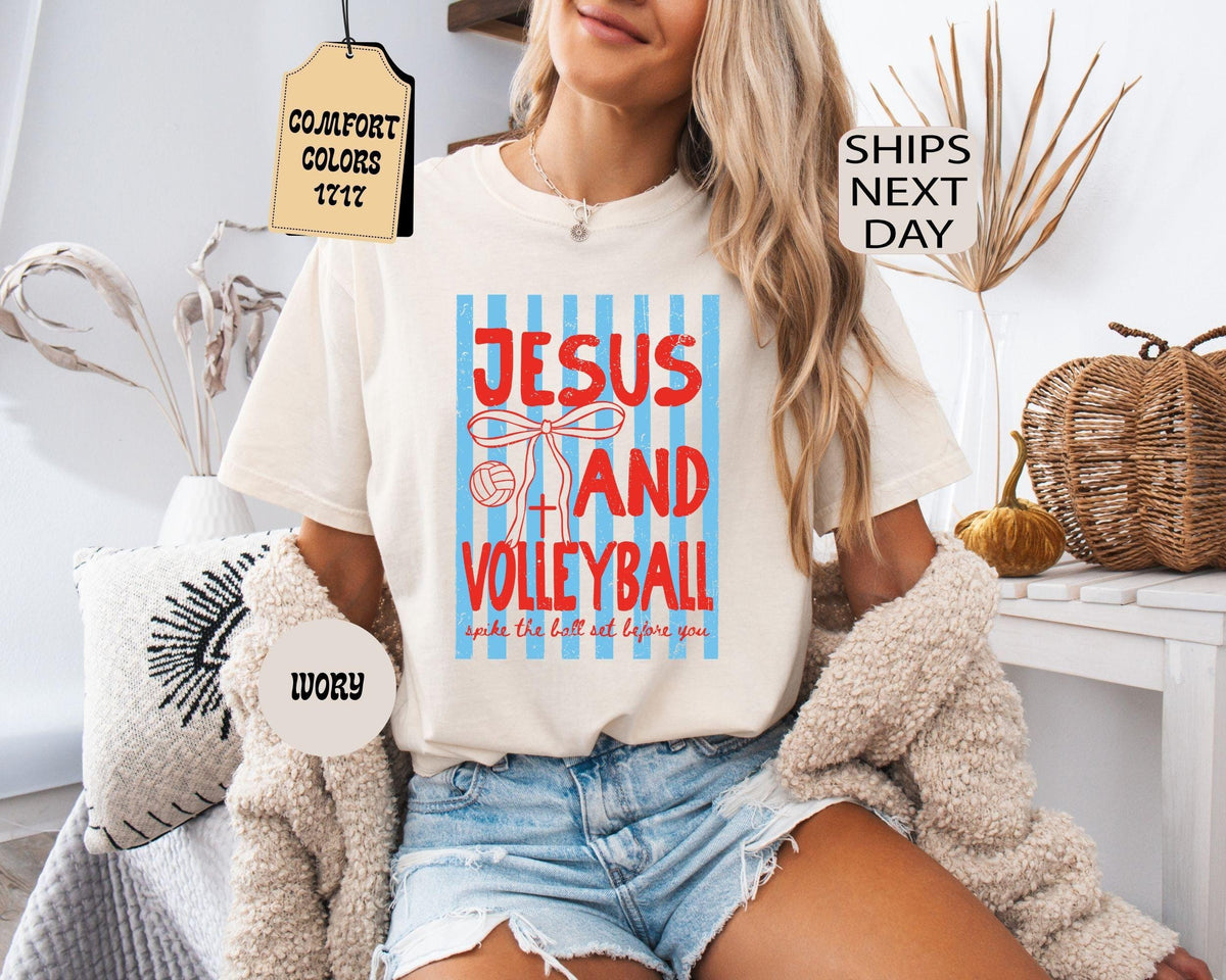 Comfort Colors Jesus Volleyball Christian Volleyball Mom
