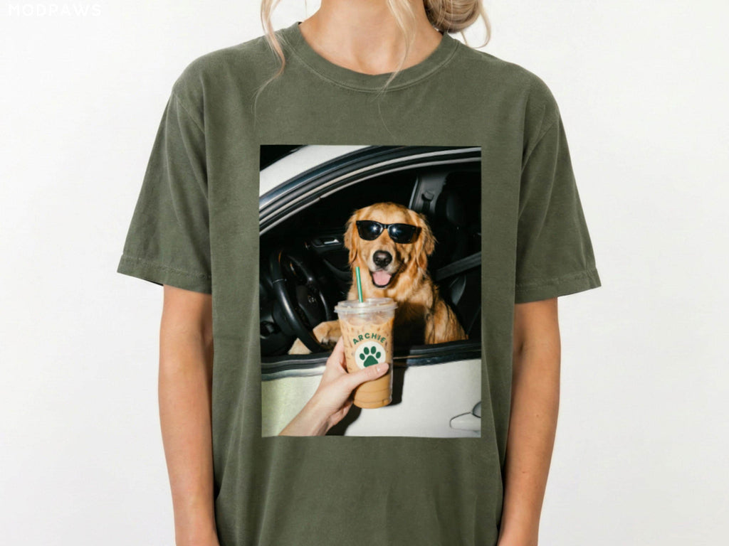 Custom Comfort Colors Pet Photo Iced Coffee Personalized Cat Mom
