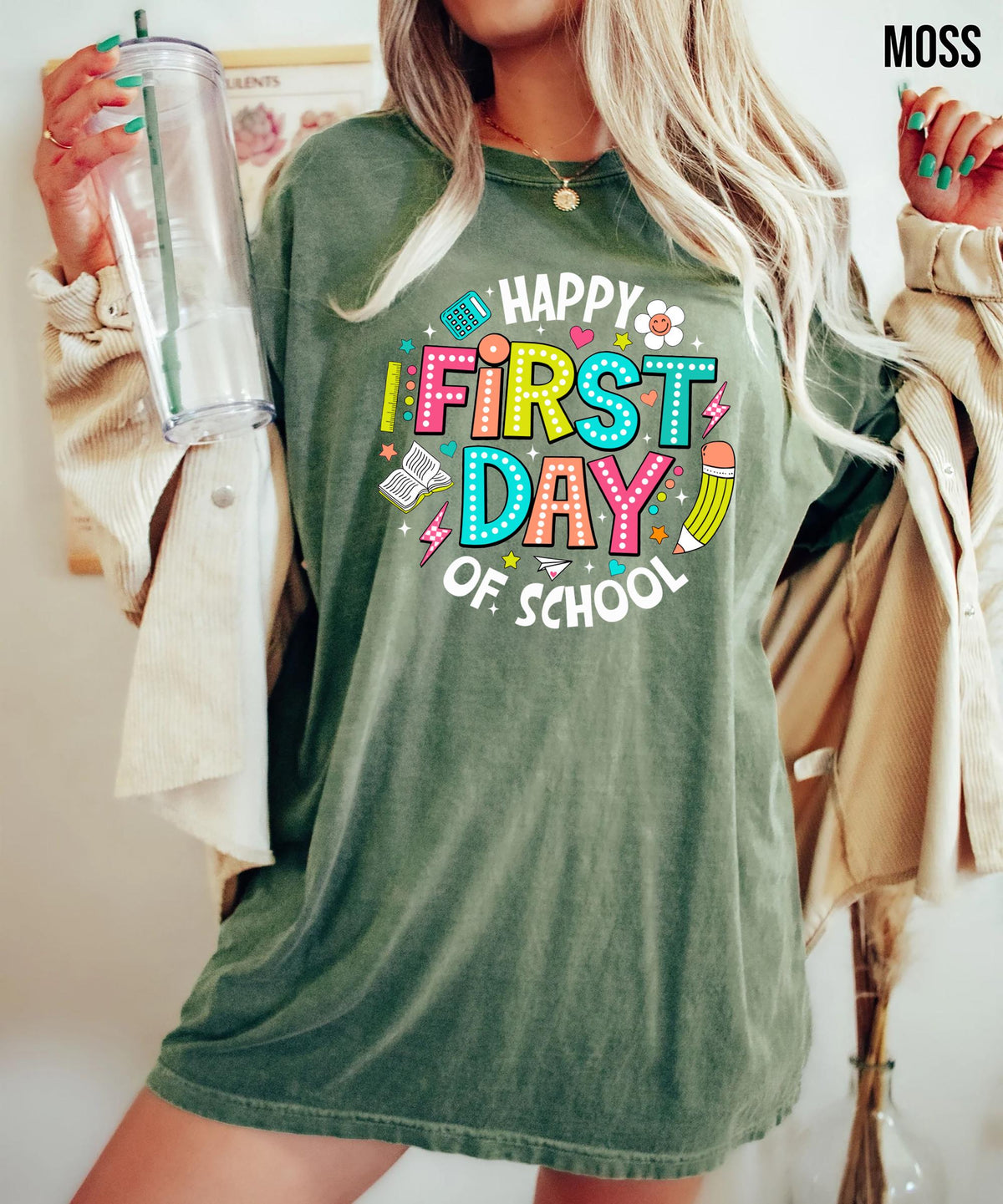 Comfort Colors Happy First Day School Teacher Teachers Elementary Teacher First Day School Tee