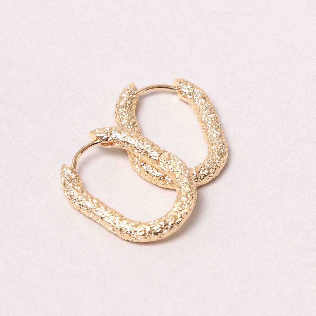 14K Gold-Dipped Textured Hoop Earring