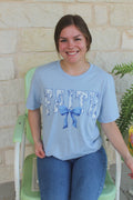 Blue Floral Faith Graphic Tee