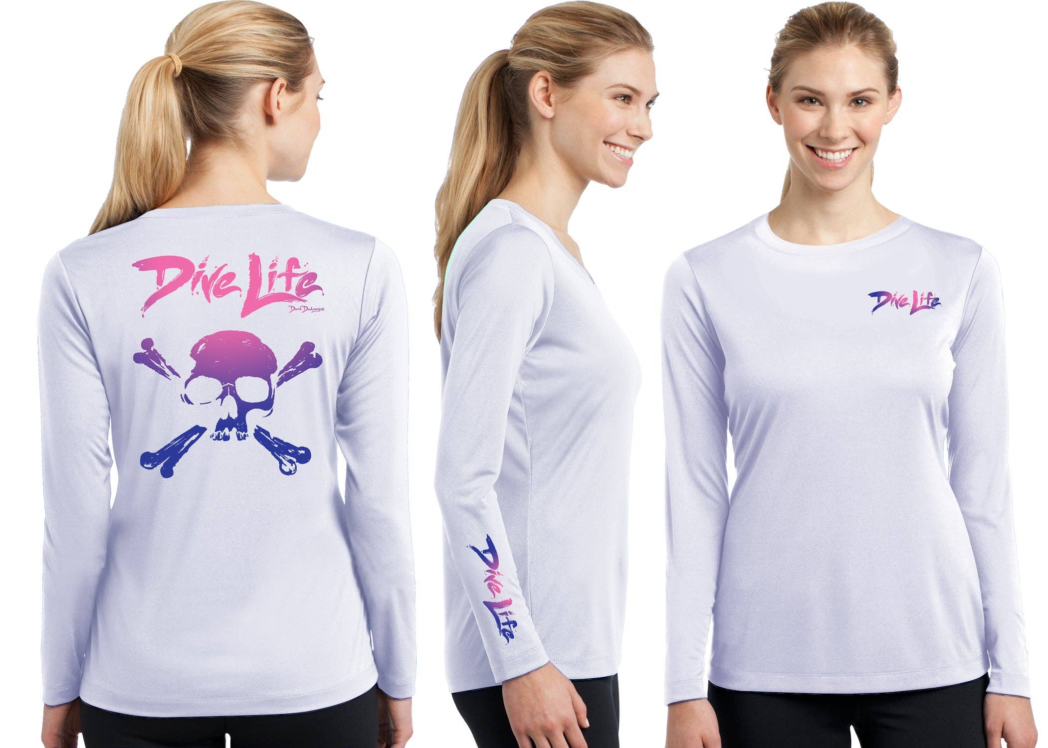 Women’S Performance Dive Life Skull Long Sleeve