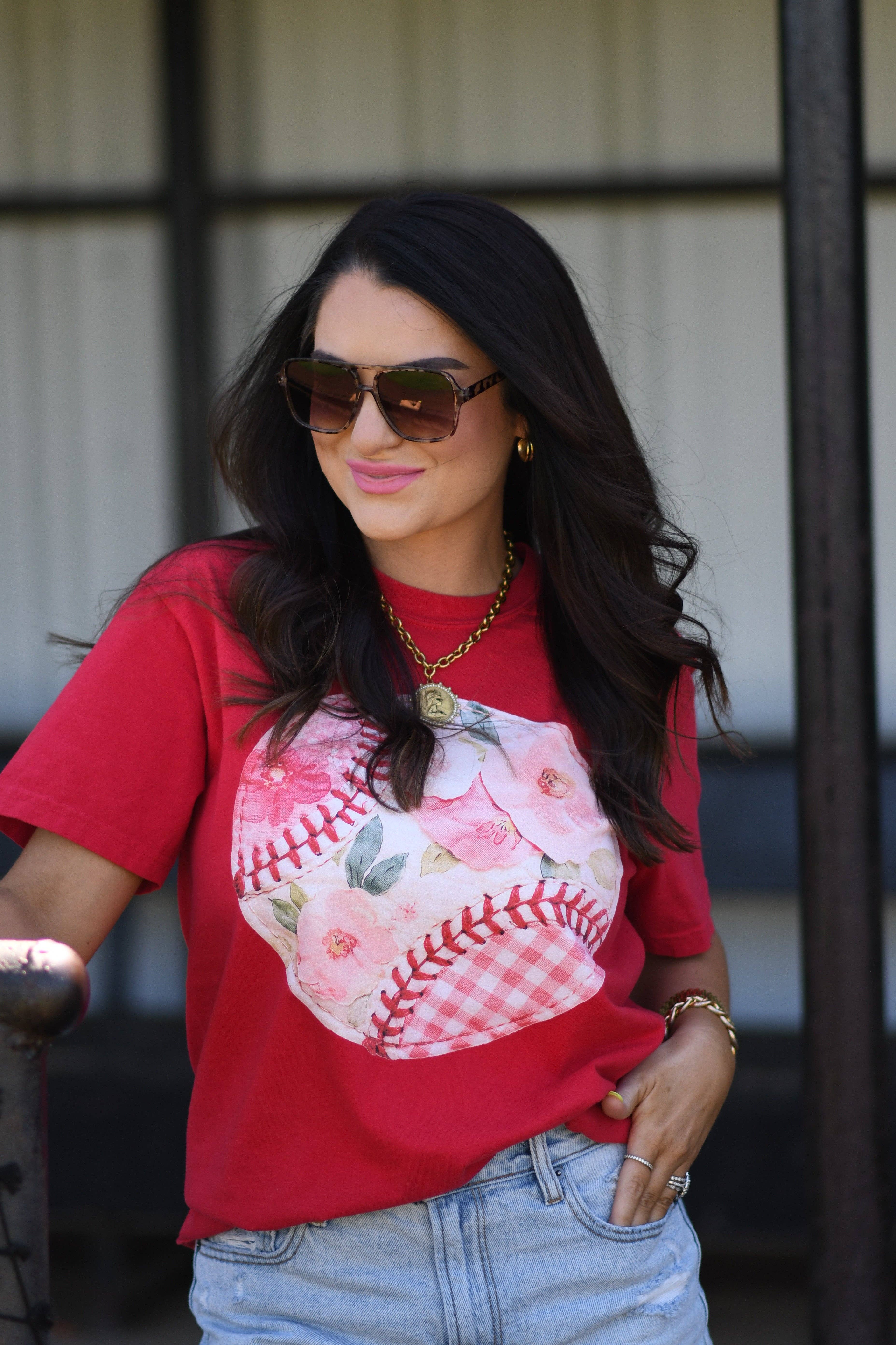 Red Florals Ball Tee