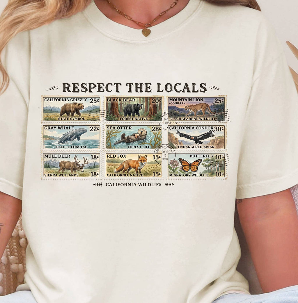 Respect the Locals California Wildlife Vintage – National Park Animal Graphic Tee Unisex