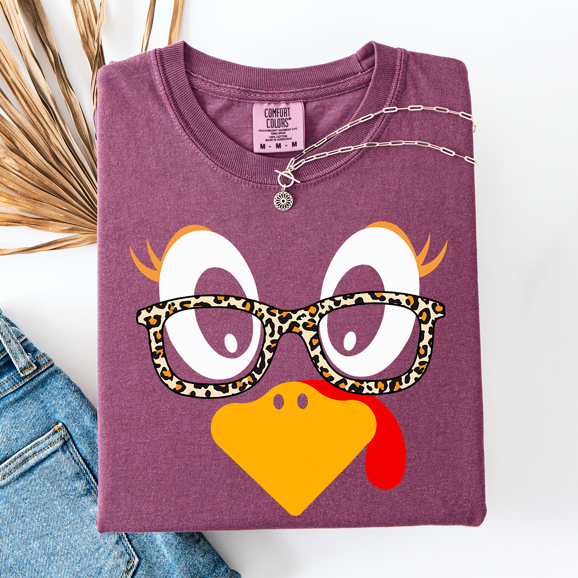 Thanksgiving, Teacher, Turkey, Cute, Leopard Print  T-Shirt