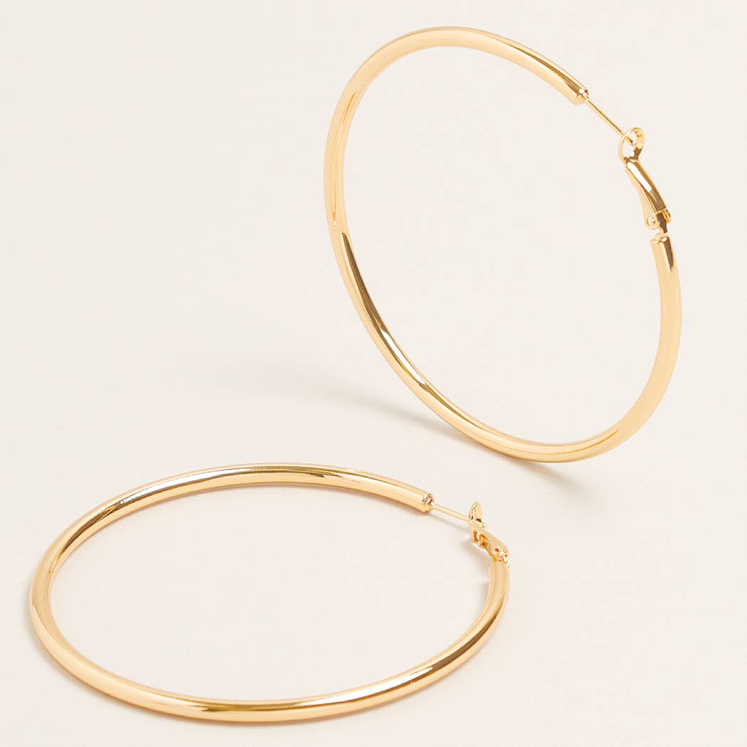 XL-14K Gold Dipped Omega Closure Hoop Earrings