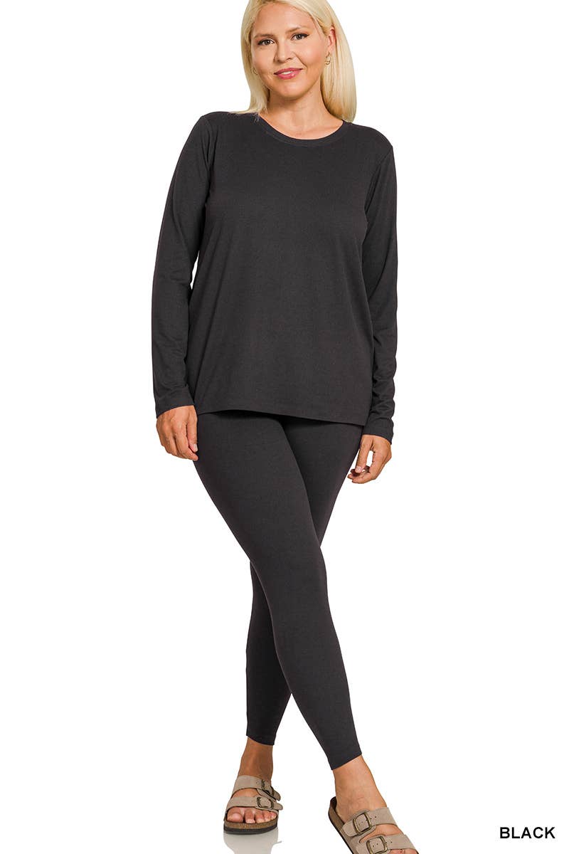 1208 Plus Microfiber Round Neck Top & Leggings 2PC Set SI-28662