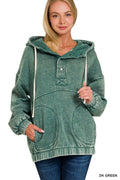 ,..SI-25315 Acid Wash Fleece Oversized Pocket Hoodie