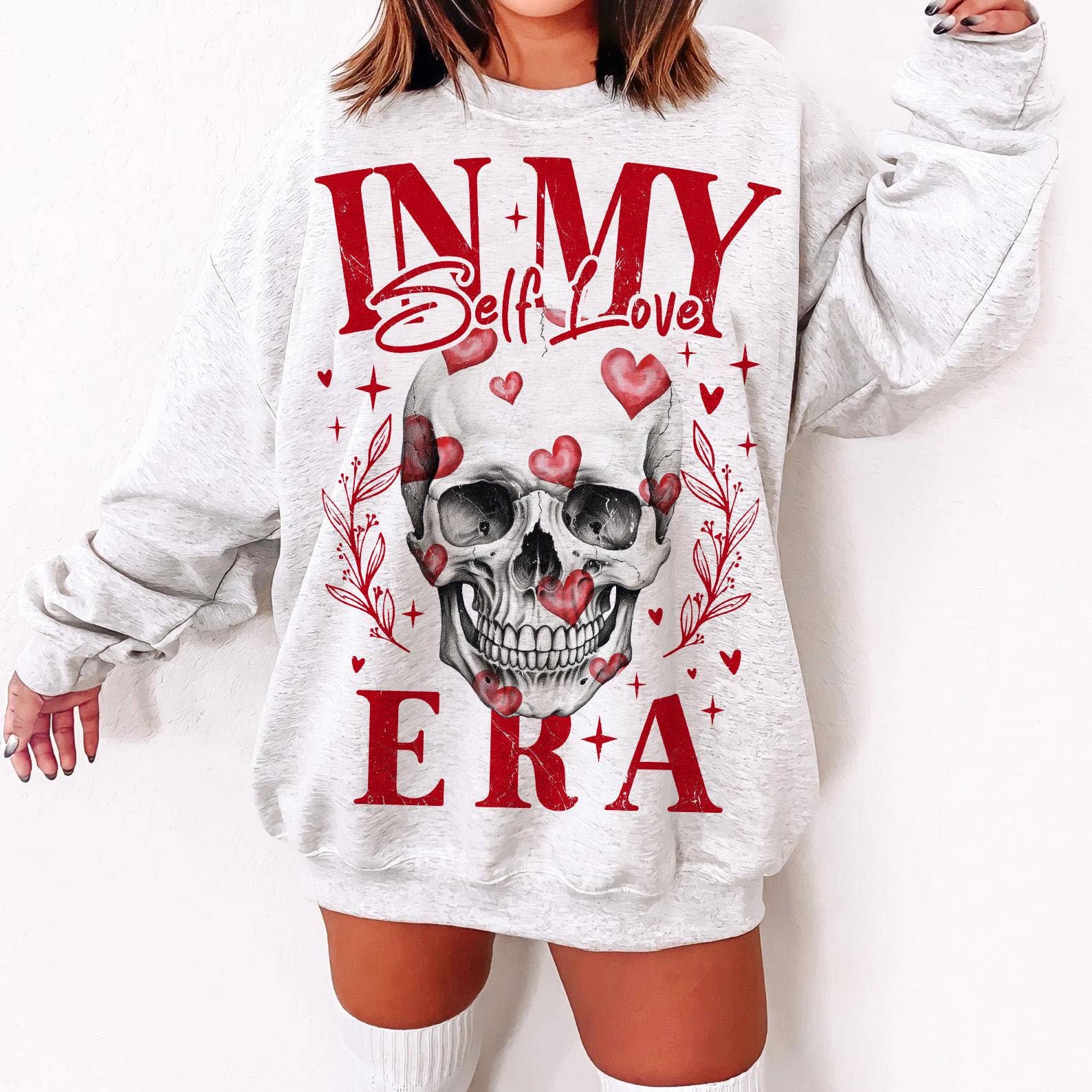 Self Love Valentine Retro Skull Heart Love Design Shirt