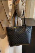 .._ SI-27441 Vegan Leather Large Capacity Woven City Tote Bag