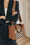 ,,..1023 Checkered Canvas Tote Bag SI-28967