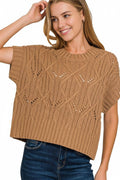 Cable Knit Short Sleeve Sweater