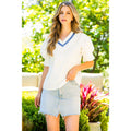 Poplin Ruffle V-Neck Top