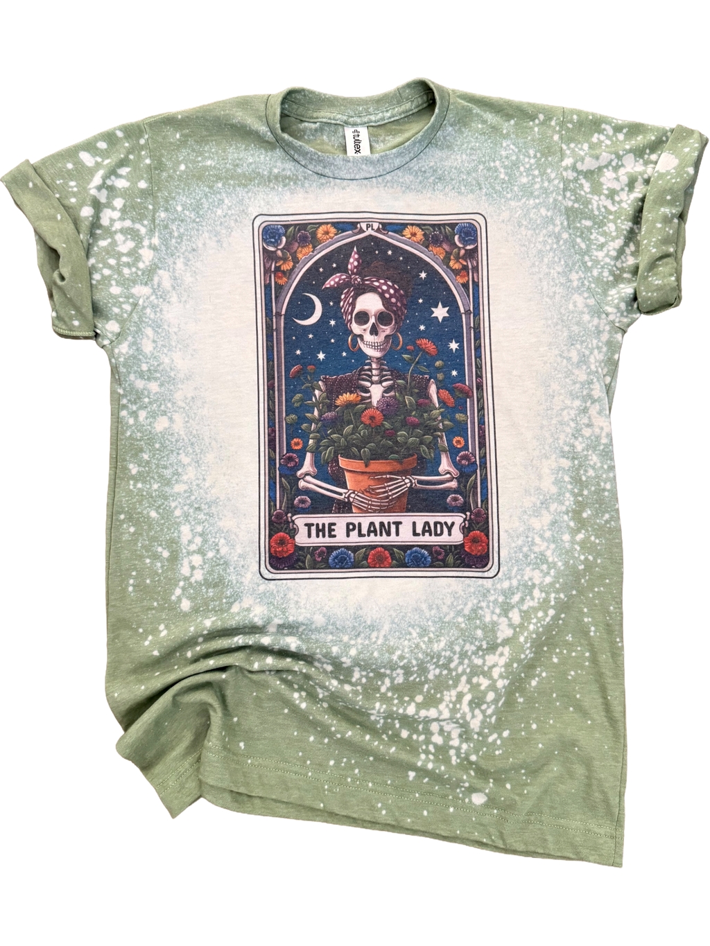 The Plant Lady - Skeleton Tarot Card Bleached Tee Unisex