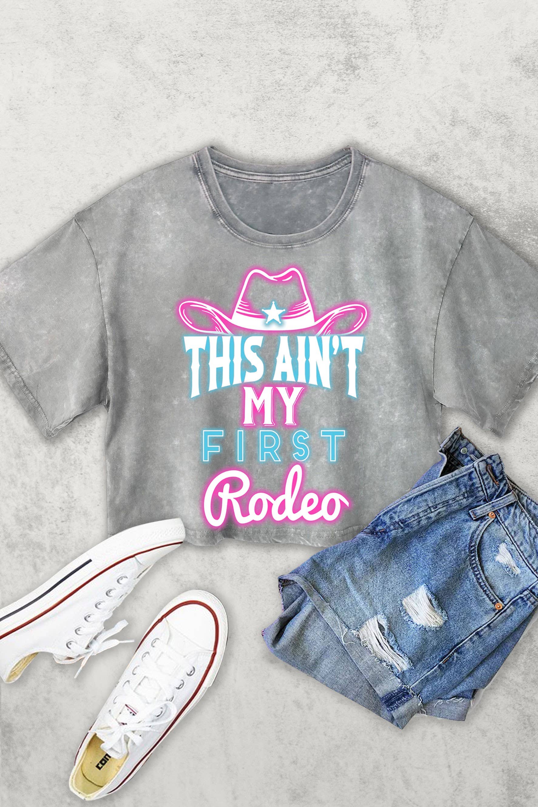 Neon This Ain't My First Rodeo Women's Vintage Graphic Crop
