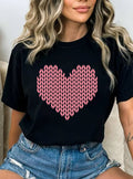 Knit Heart Graphic T Shirts