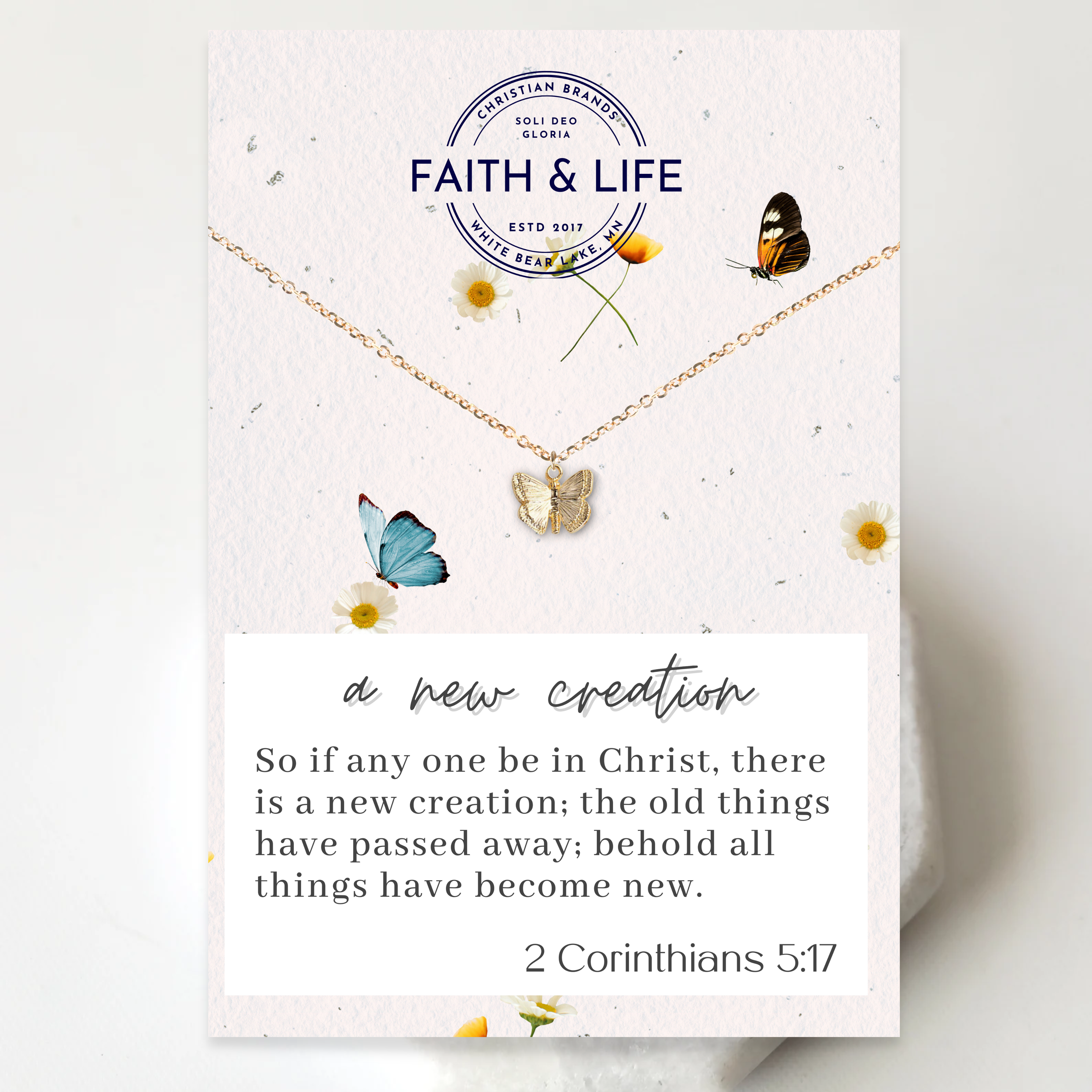 A New Creation 14k Gold Butterfly Inspirational Christian Ne