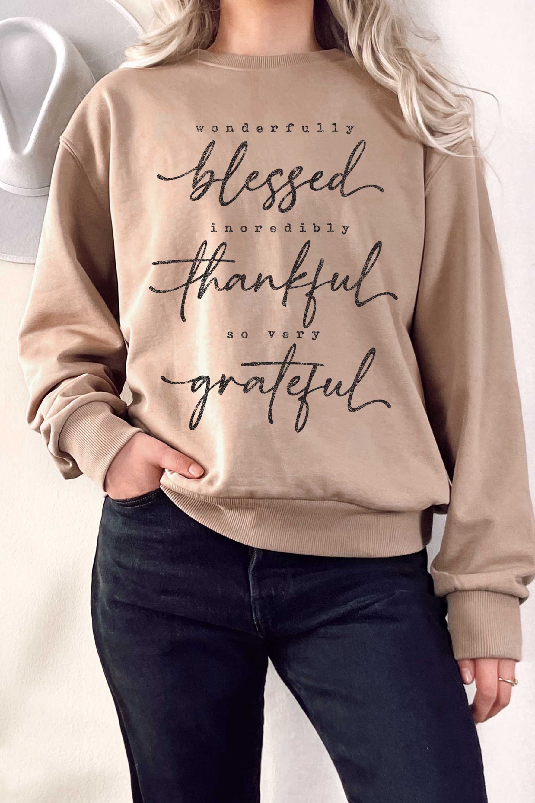 Blessed Thankful Grateful Graphix Terry Sweatshirts