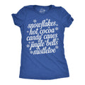 Snowflakes Hot Cocoa Candy Canes Jingle Bells Mistletoe Women's T Shirt