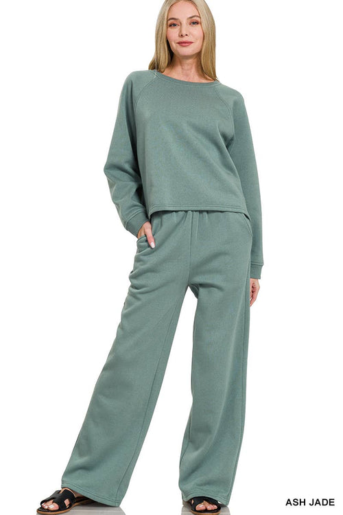 ,.SI-27185 Fleece Raglan Sleeve Pullover & Sweatpants Set